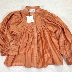 *NWT* THE SHIRT Rochelle Behrens Lightweight Boho The Shiv Ruffled Shirt Size XS